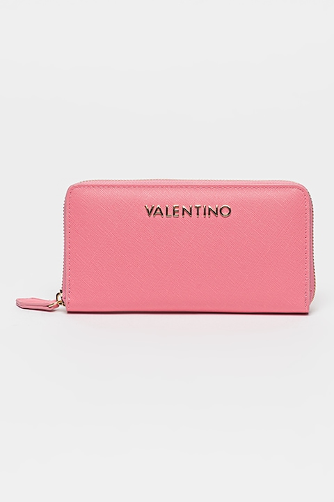 Valentino Bags, Портмоне Divina от еко кожа с метално лого, Розово