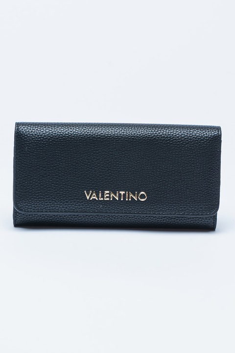 Valentino Bags, Portofel din piele ecologica cu logo metalic Brixton, Negru