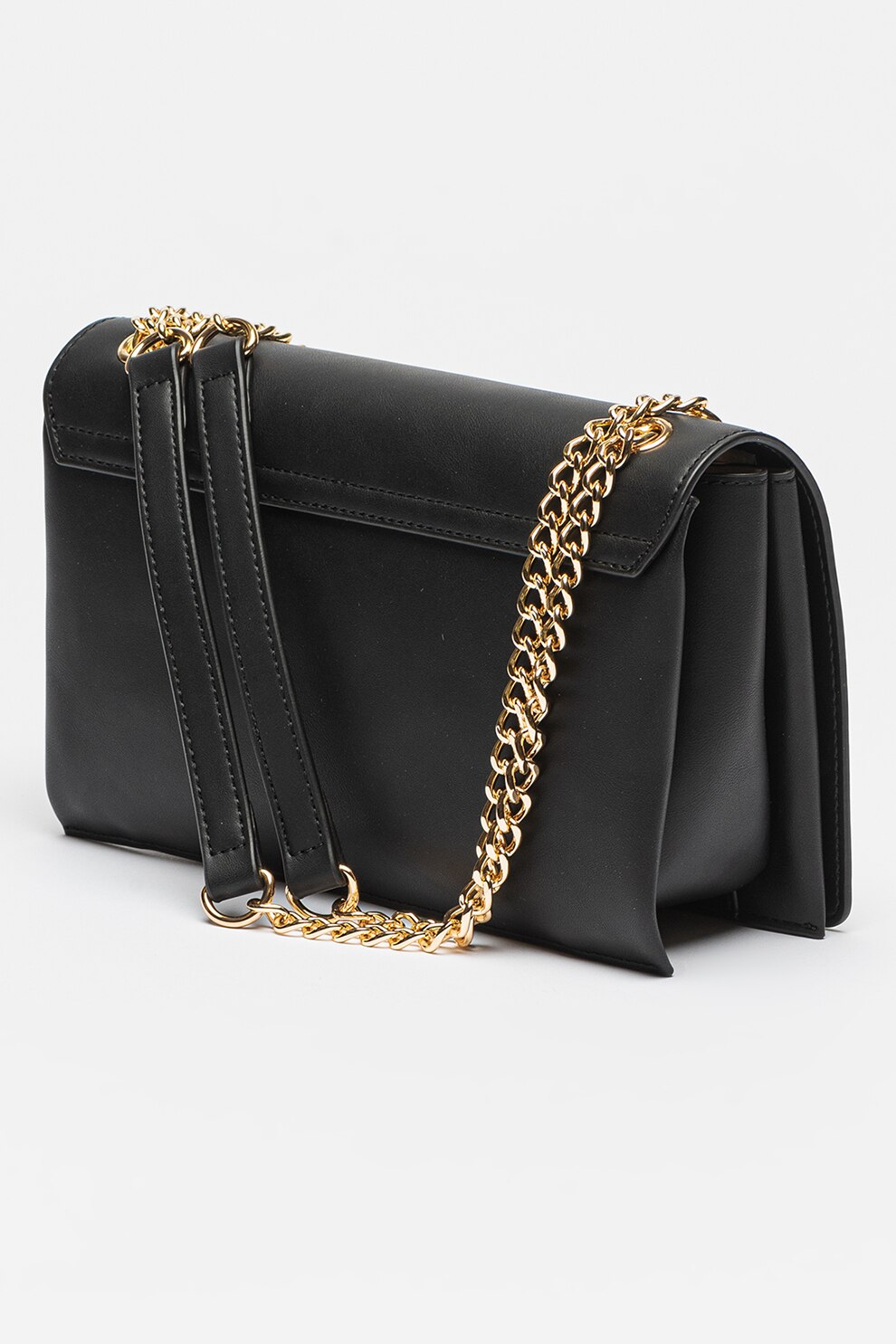 Love Moschino, Geanta din piele ecologica cu bareta de umar, Negru