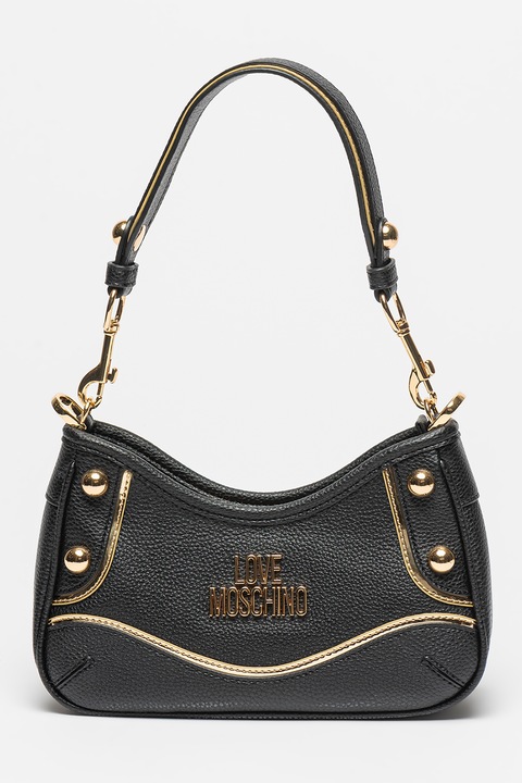 Love Moschino, Keresztpántos műbőr és bőr táska, Fekete