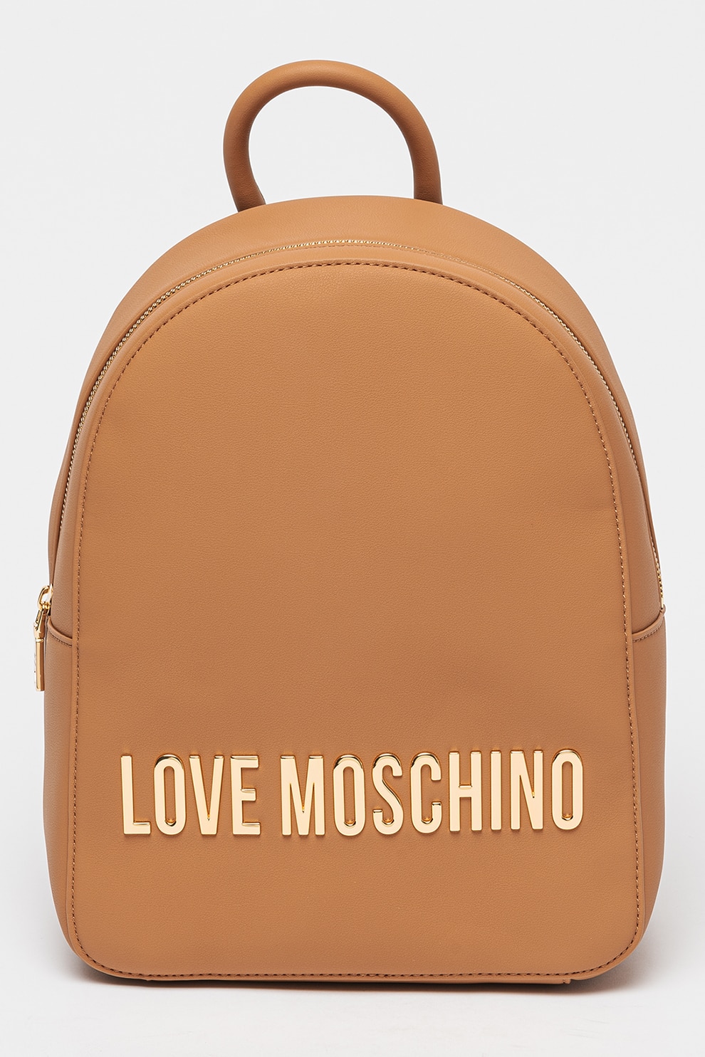 Love Moschino, Rucsac din piele ecologica cu logo, Maro camel