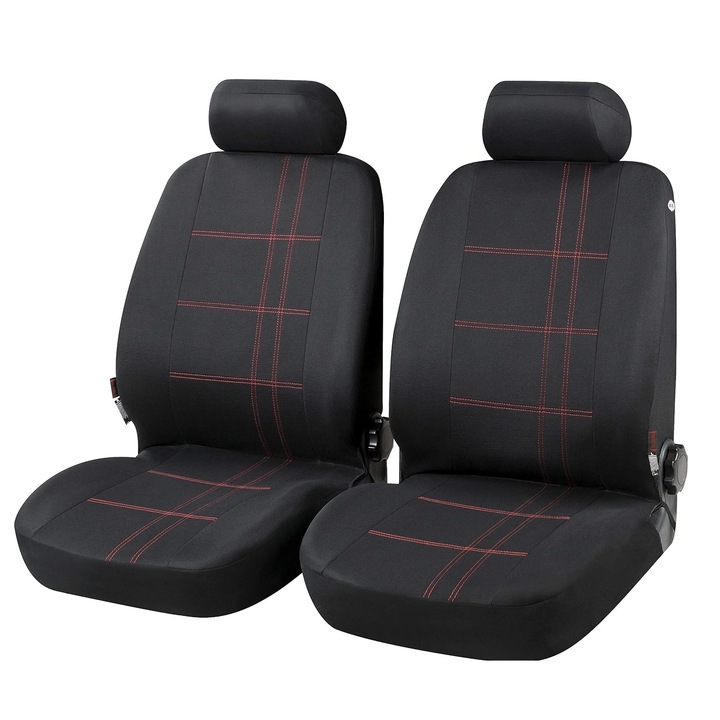 Set huse scaune auto fata Nashville, compatibile scaune cu airbag, Walser, universale, negru, 2 buc