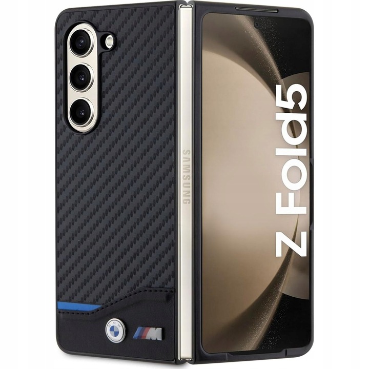 Калъф за Galaxy Z Fold5, BMW, Екологична кожа, Черен