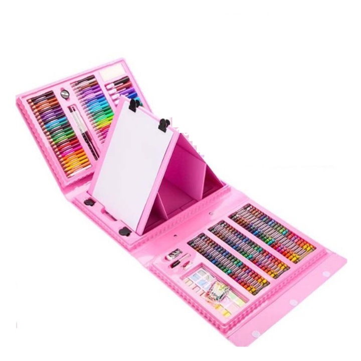 Set Artistic pentru pictura si desen, Logit, valiza cu 208 piese, roz