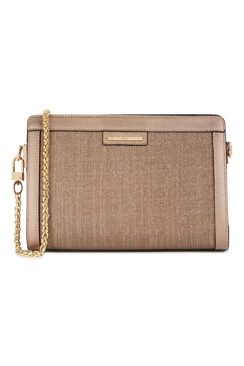 Geox, Geanta crossbody de piele cu bareta din lant Grouthy, Bronz