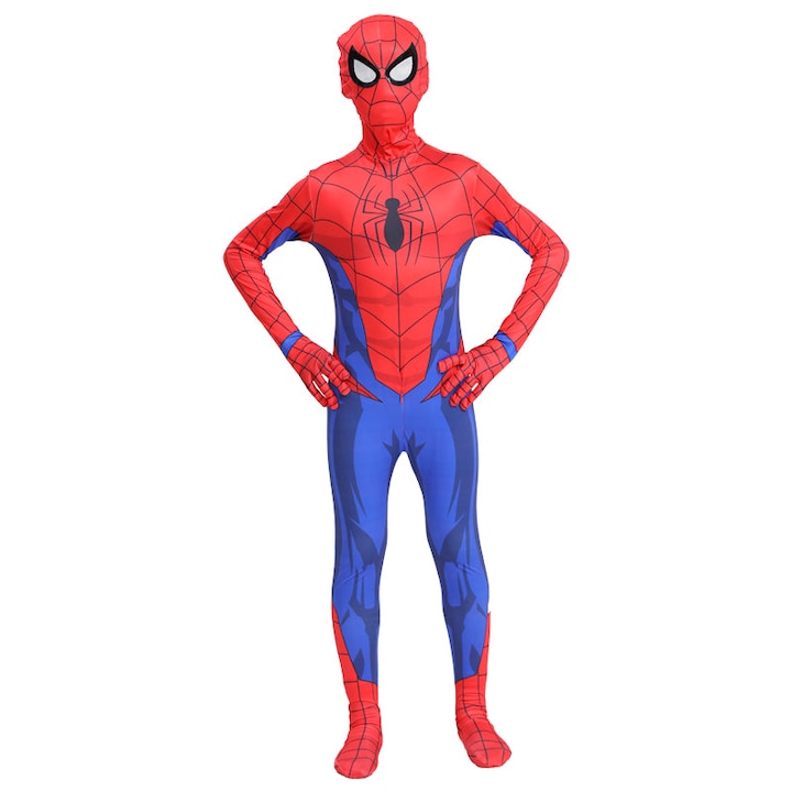 Costum Spiderman pentru copii, Paienjenelul si Prietenii lui Uimitori, Lycra, 5-6 ani, 125-135, Rosu/ Albastru