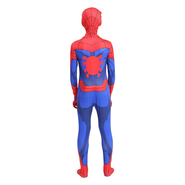 Costum Spiderman pentru copii, Paienjenelul si Prietenii lui Uimitori, EvrikaUnity®, Premium Lycra 3D®, 5-6 ani, 130 cm, Rosu/ Albastru deschis