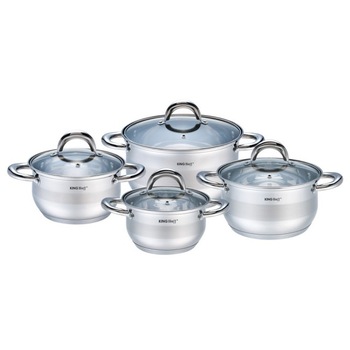 Set de oale din inox KingHoff KH-1095, 8 piese, inductie, capac Set de oale din inox KingHoff KH-1095, 8 piese, inductie, capac