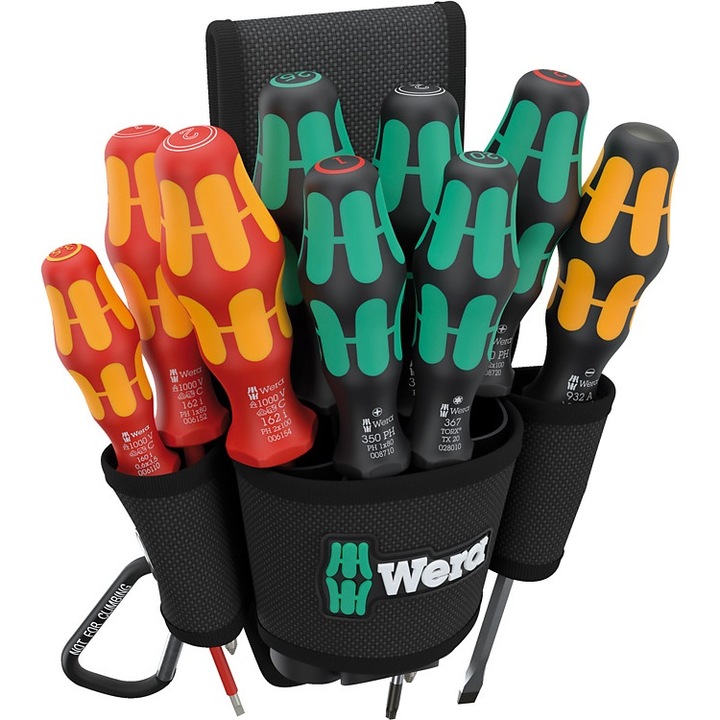 Комплект отвертки в държач за колан 10 части Wera 9620