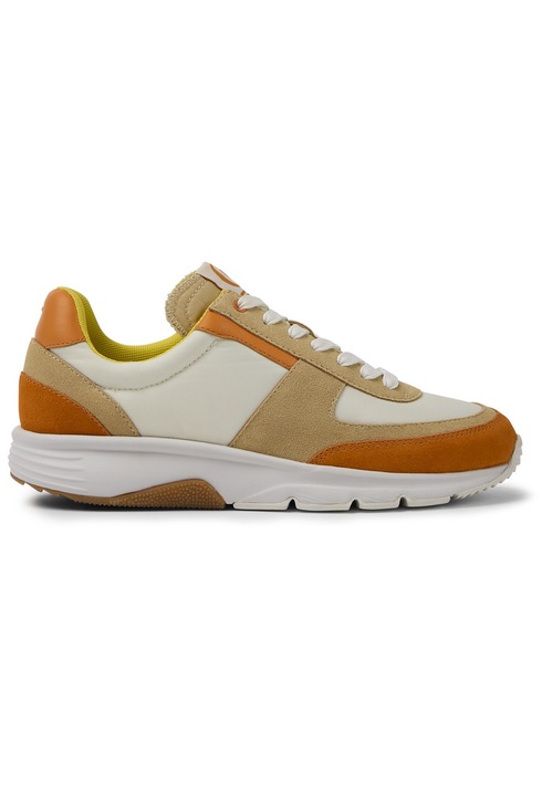 Camper, Pantofi sport cu garnituri de piele intoarsa Twins 8709, Alb/Portocaliu