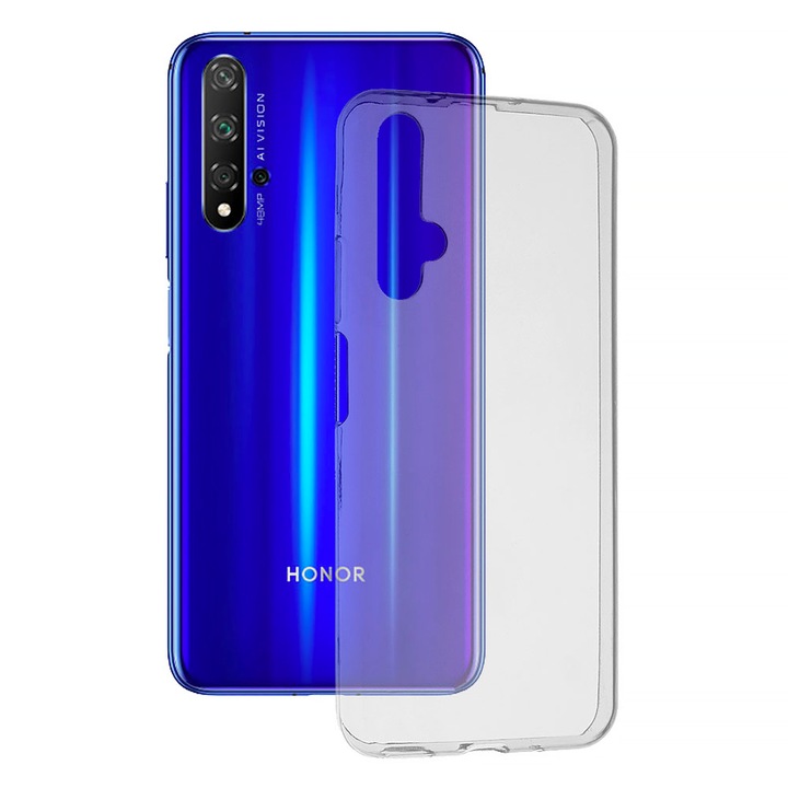 Átlátszó szilikon tok Huawei Nova 5T / Honor 20 telefonhoz, TPU, vékony illeszkedés, rendkívül tartós, rugalmas, kristálytiszta, optimális védelmi technológia, átlátszó