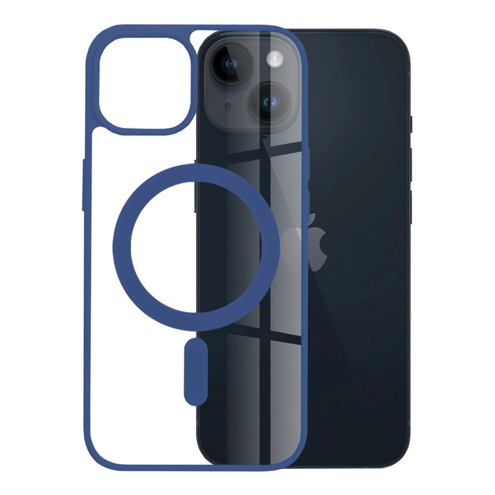 Védőtok MagSafe Pro Színes Apple iPhone 13-hoz, Szilikon TPU, Ultra Safe Camera, Optim Solution, Kék