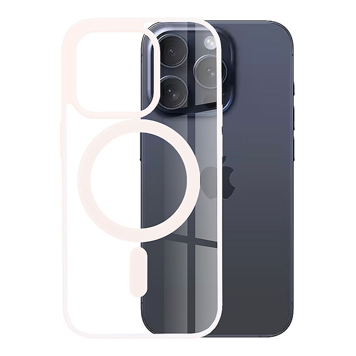 Színes MagSafe Pro védőtok Apple iPhone 14 Pro Max telefonhoz, Szilikon TPU, Ultra Safe Camera, Optim Solution, Rózsaszín