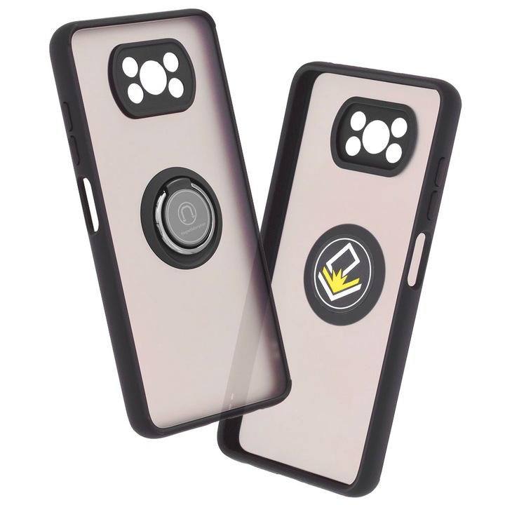 TPU lökhárító tok Xiaomi Poco X3 / Poco X3 NFC / Poco X3 Pro készülékekhez Glinth gyűrűvel, szuper vékony, ultra védelmi technológia, fekete