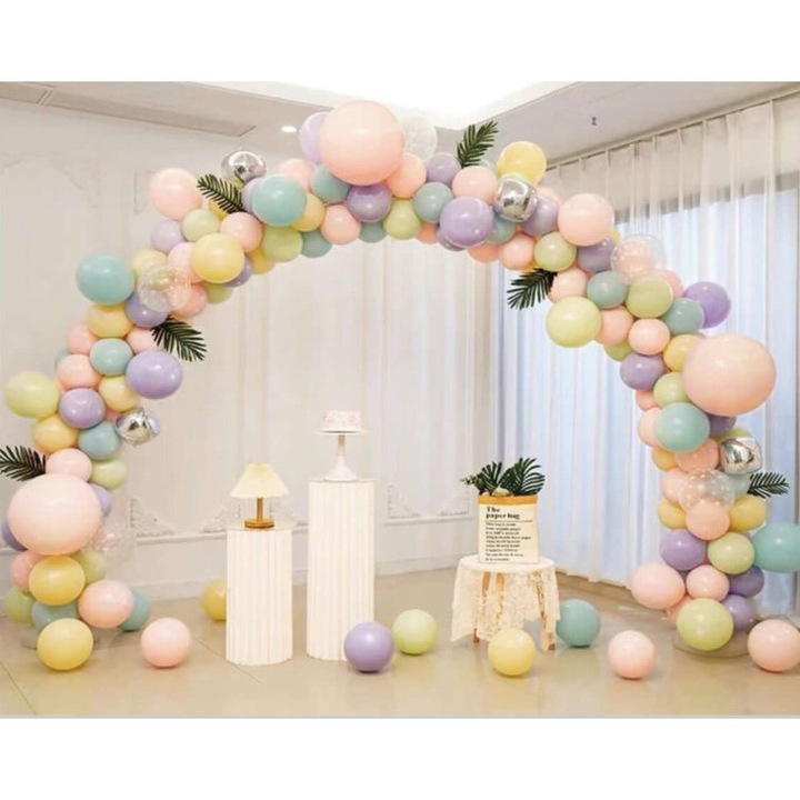Kit arcada completa macaron multicolor 155 baloane plus suport
