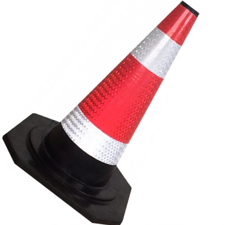 Con de semnalizare cu banda reflectorizanta, 57 cm, Muvu
