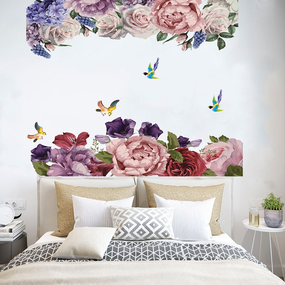 Set Stikere decorative, Model Bujori, PVC, 100 x 90cm, Multicolor - eMAG.ro