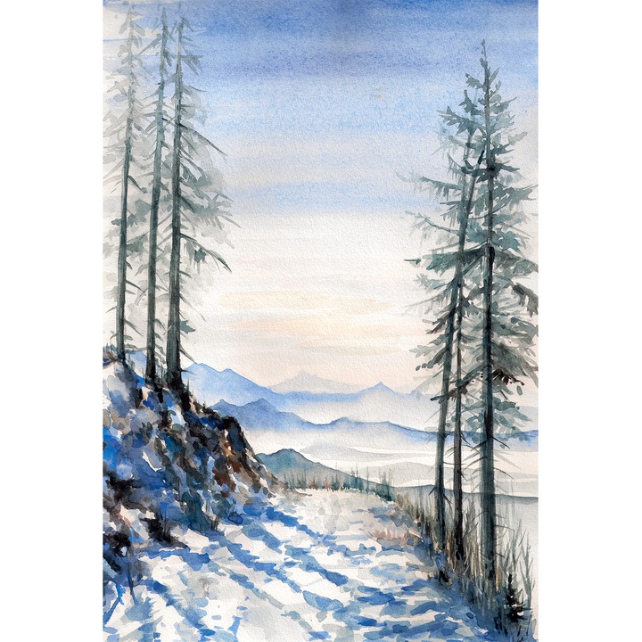 Tablou Peisaj Munte Iarna Zapada L70xH100cm