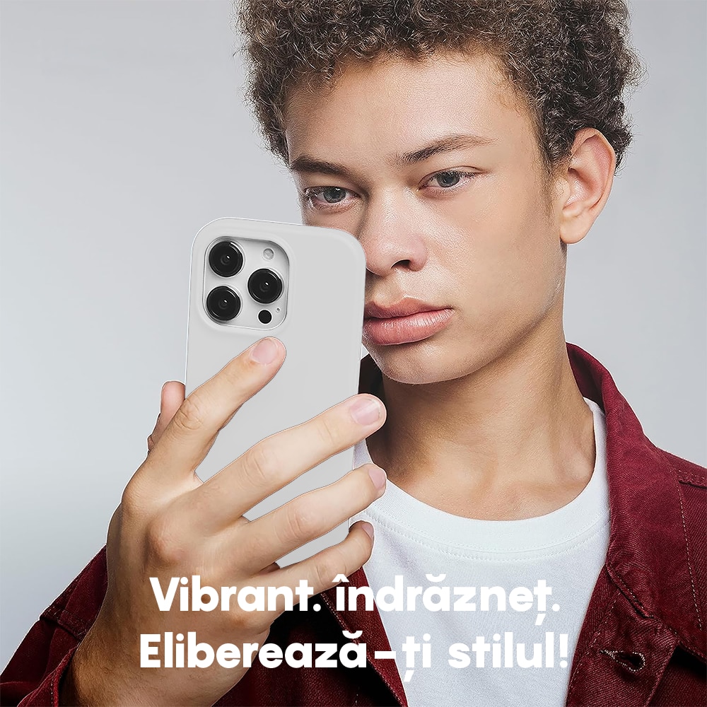 Husa CASEY STUDIOS™ compatibila cu iPhone 15 Pro Max, Soft Silicone Premium, Microfibra in Interior, Alb, de Protectie, Ultra Slim, pentru Incarcare Wireless, Margini Ridicate de Protectia Ecranului si a Camerelor