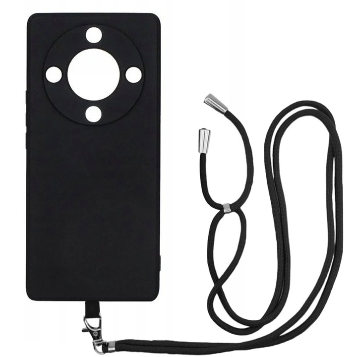 Калъф, съвместим с Honor X9a, спортен калъф за ремък за тяло, отделящ се кабел, регулируема дължина, 80 см, противоплъзгащ силикон, вътрешност от микрофибър, черен