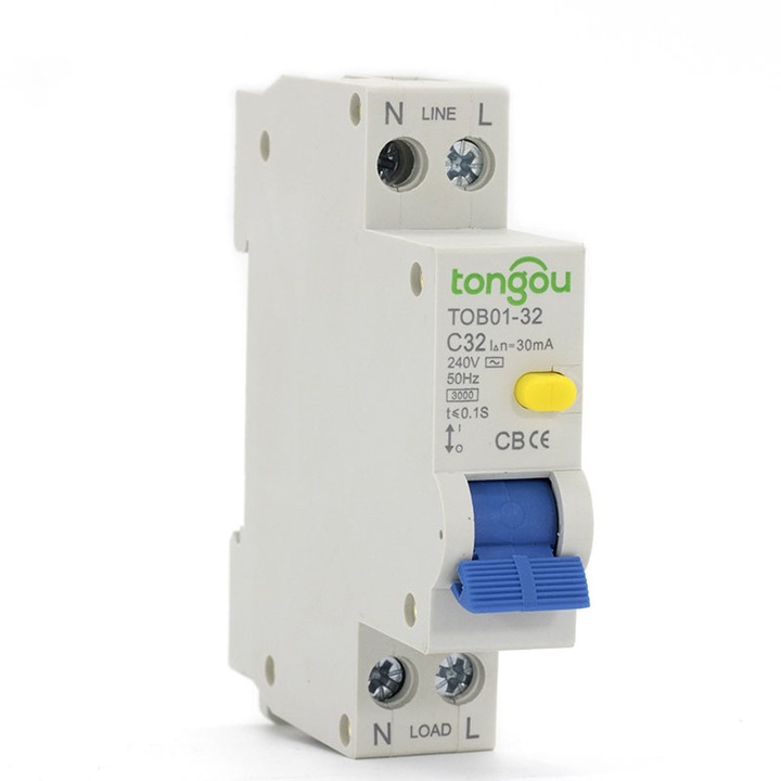 Siguranta electrica automata, termo-magnetic, Clipsabil，tongou, 18mm, 230V, Alb