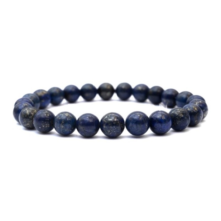 Lápisz lazuli, lazurit, lápisz ásvány, gumis férfi, unisex, minimál karkötő, 8 mm-es golyók, kézműves, sötétkék, 22 cm