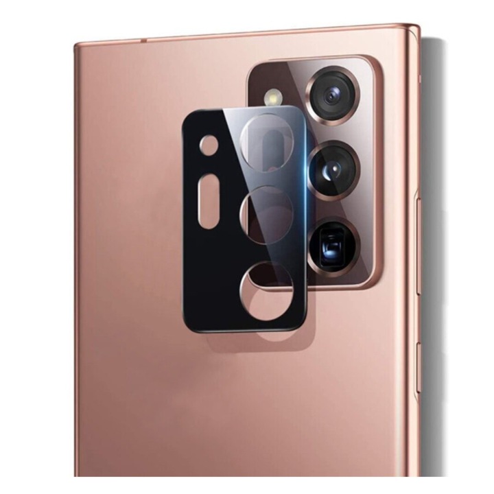 Folie de protectie camera compatibila cu Samsung Galaxy S23 Plus, sticla securizata 9H, negru