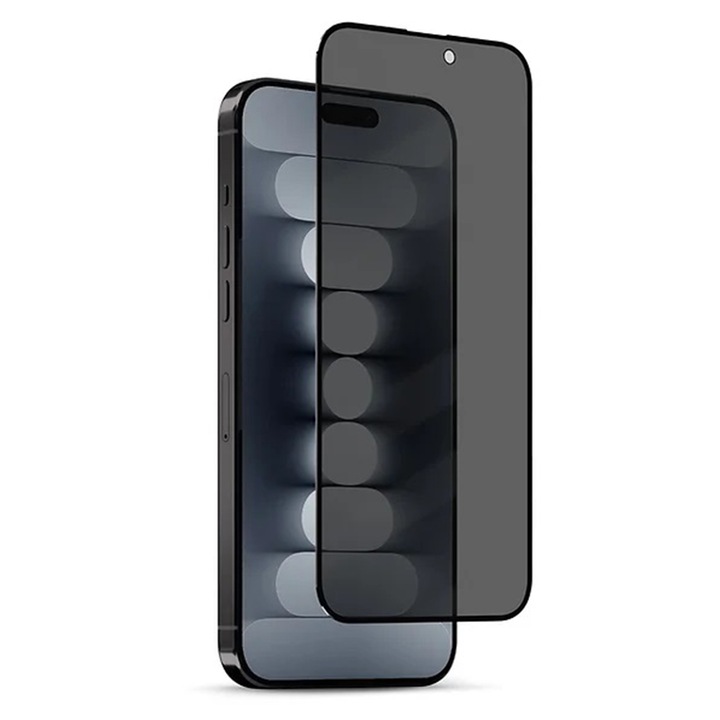 Anti-Spy протектор, съвместимо с Apple iPhone 15, COMMANDO Privacy, Privacy filter, Privacy protection, Черен