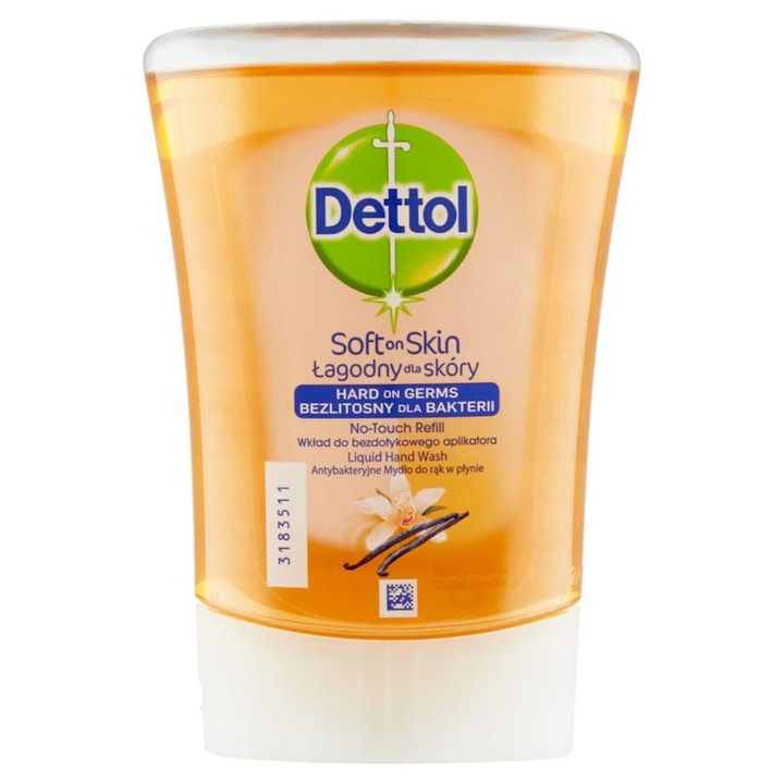Течен сапун Reserve Dettol, No-Touch Refill, с аромат на сладка ванилия, за автоматичен дозатор със сензор, 250 ml