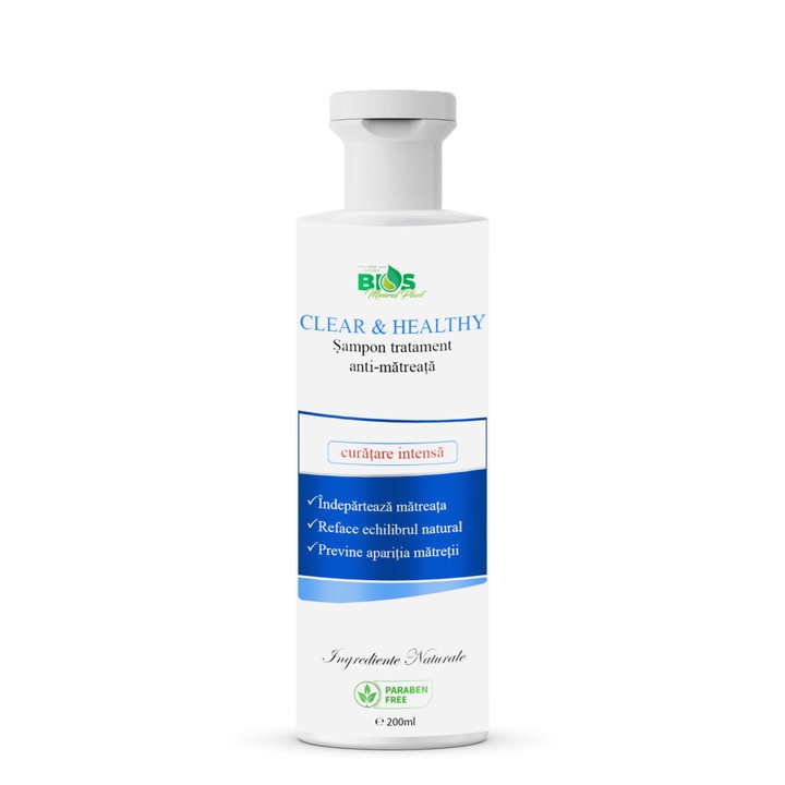 Sampon tratament anti-matreata, fara sulfati, ingrediente naturale, Bios Mineral Plant, 200 ml