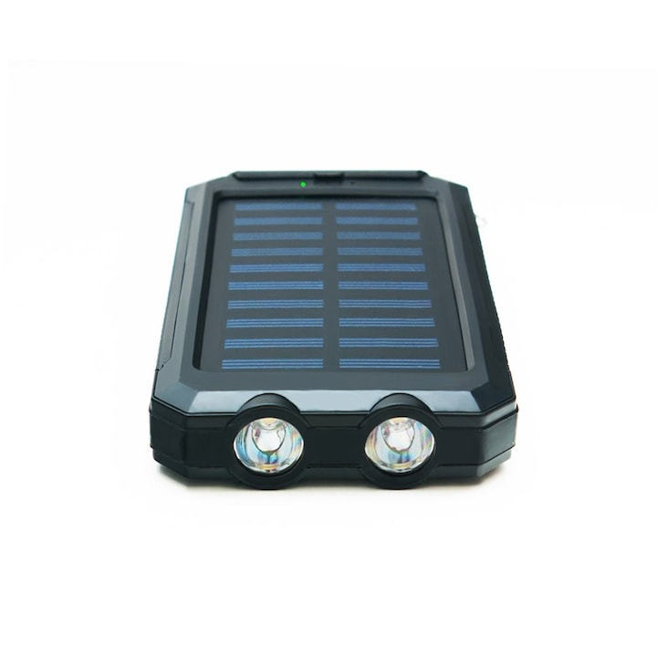 Quazar Solar Cell 10000 mAh napelemes powerbank LED lámpával, fekete
