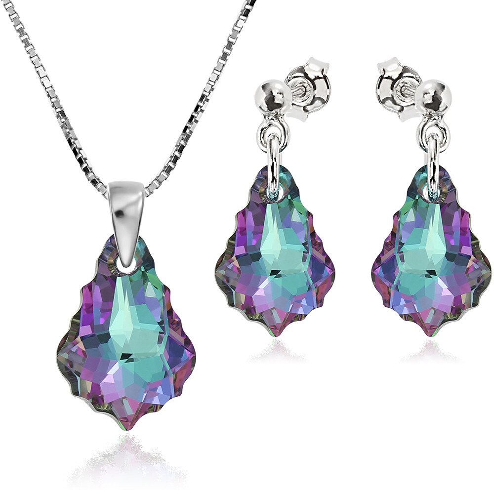 Set Argint 925 placat cu rodiu cu cristale Swarovski® Baroque 16mm Surub Vitrail Light