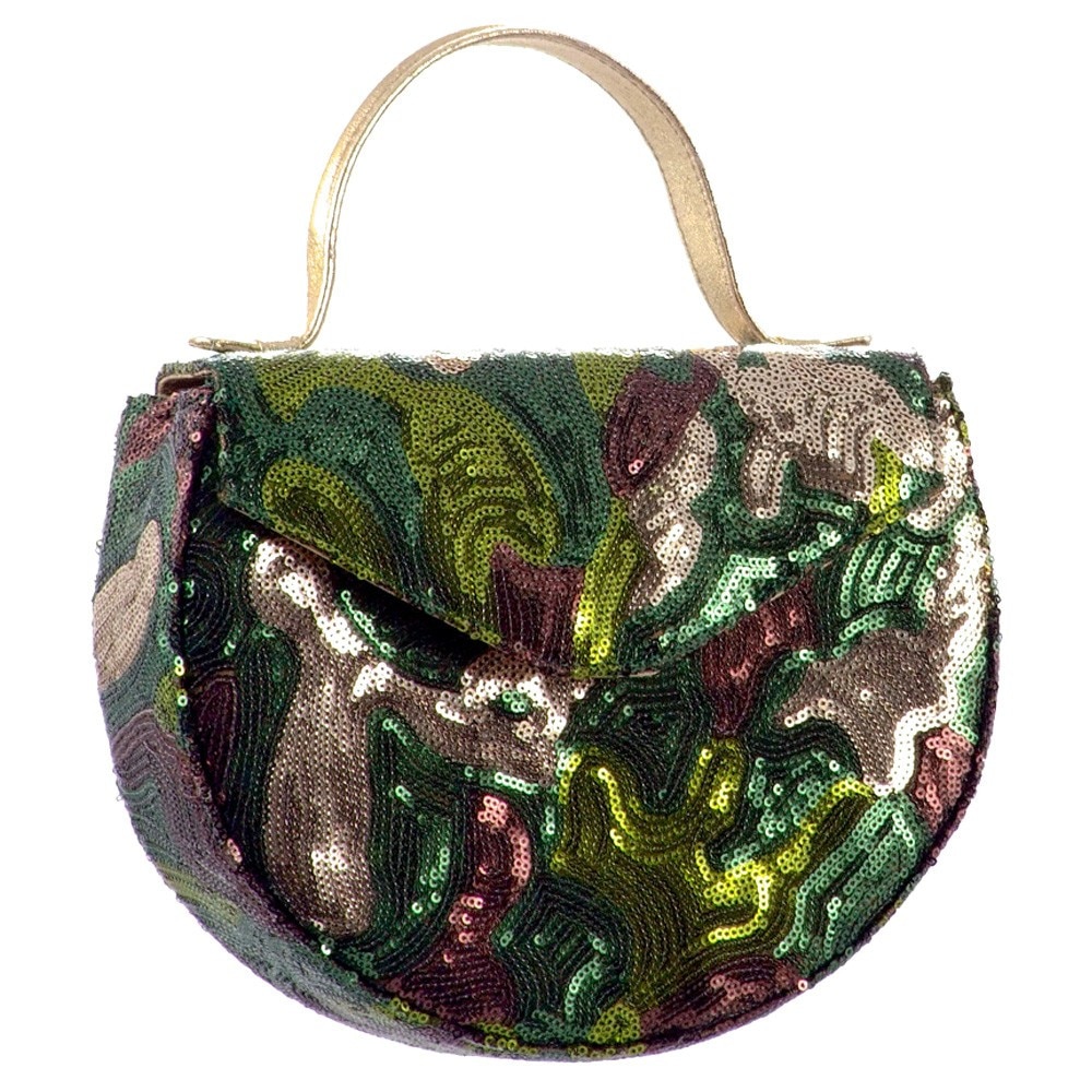 Geanta material paietat si piele Liza Panait 2765