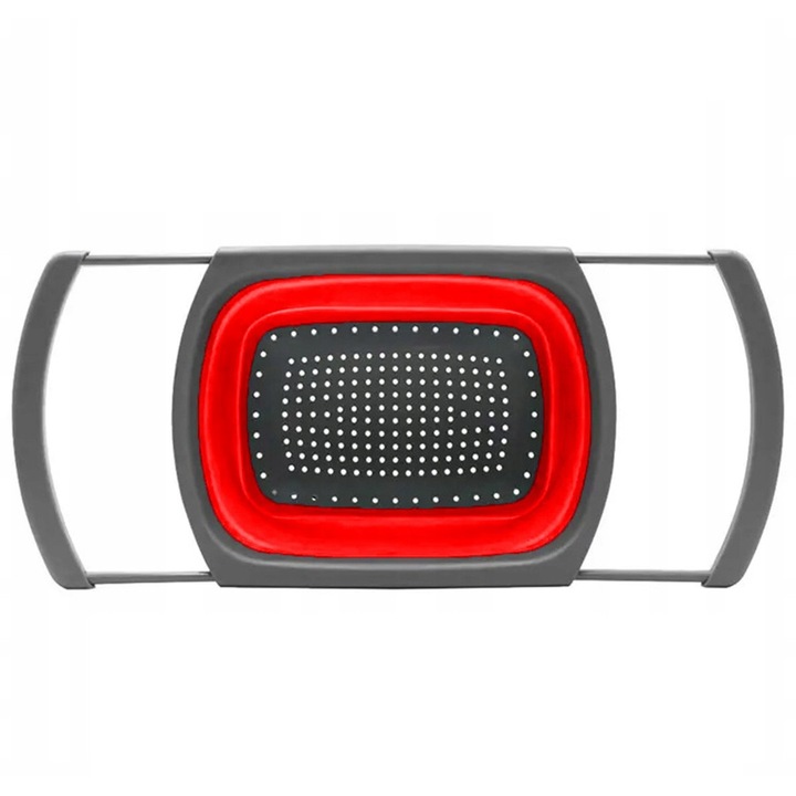 Strecuratoare din silicon, extensibila si pliabila, 33-60 cm, rosu/gri