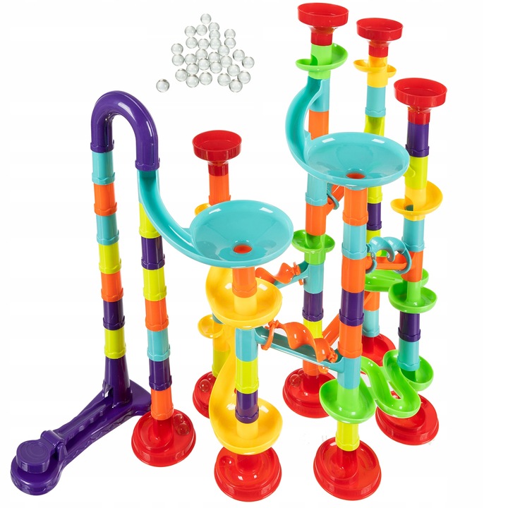 Детска играчка Zola, Състезания с топчета, 110 елемента, 36 x 20 x 35 см, многоцветни