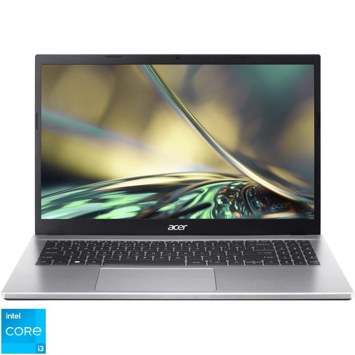 Лаптоп Acer 15,6" Aspire 3 A315-59, FHD, процесор Intel Core i3-1215U (10M кеш памет, до 4,40 GHz, с IPU), 8GB DDR4, 512GB SSD, GMA UHD, без операционна система, сребрист