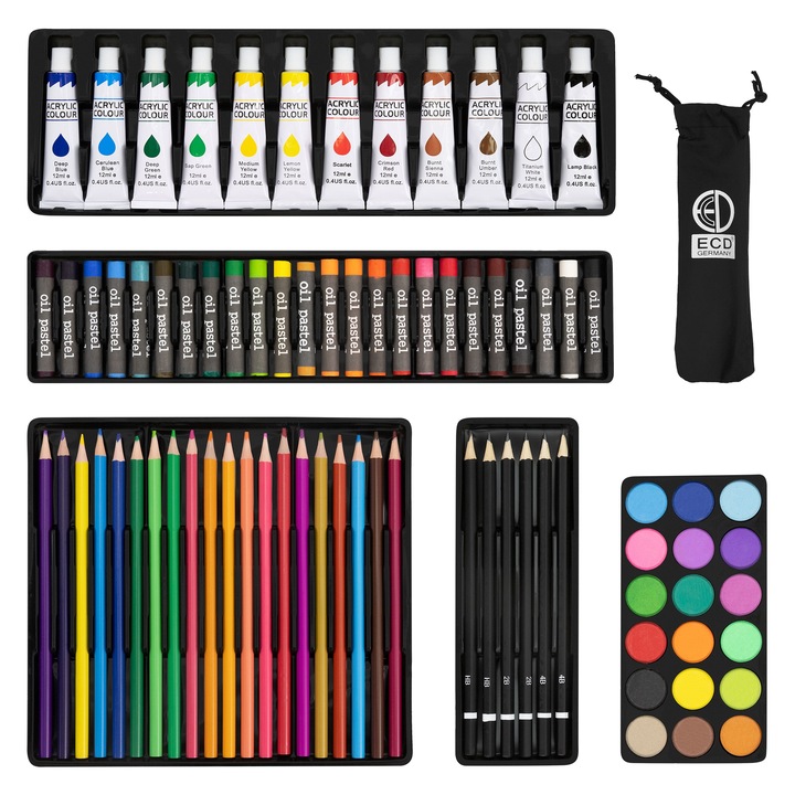Set pentru pictura ECD Germany, metal, include geanta de transport, extensibil pana la 156cm