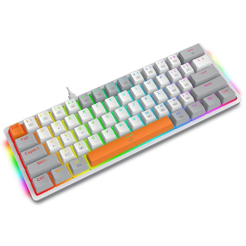 Tastatura gaming mecanica Redragon Akali, iluminare RGB switch-uri rosii, Gri