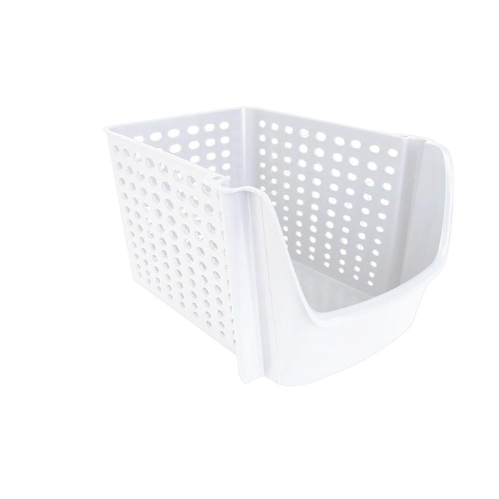 Cos depozitare legume/fructe, Vilde, Plastic, 29x21x16 cm, Alb