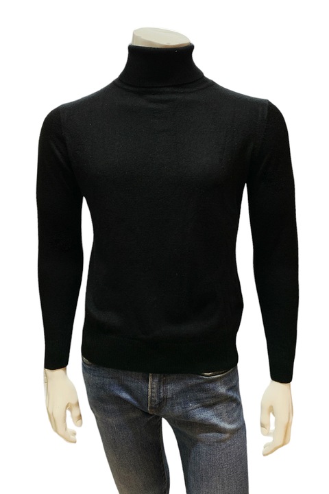 Pulover JUP pentru bărbați, guler înalt, mânecă lungă, cașmir, negru, Negru