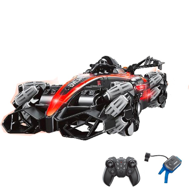 Rádióvezérlésű autó Chippo Cobo F1 kaszkadőr autó 232390, Cobo F1 kaszkadőr autó óravezérléssel és 12 vezérlőgombbal, nagyszerű gőzzel, hang- és fényeffektusokkal, 40 cm, piros