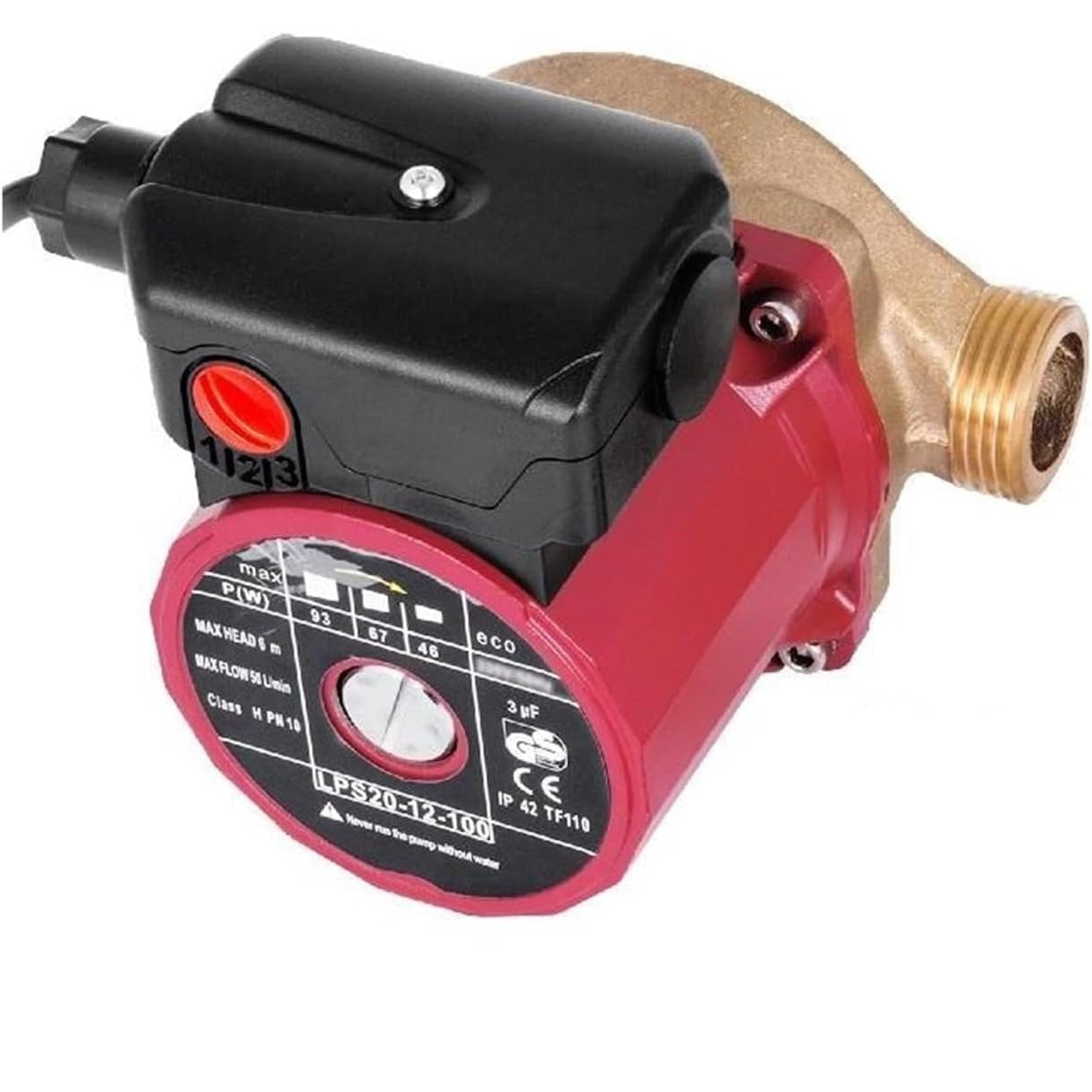 Циркулационна помпа, 220V, 90W, 50L/min, 3 скорости, 6m, алуминий ...