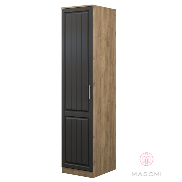 Гардероб MASOMI, ОЛИВИЯ ОГ500-1-V1AG, Врати с панти, Златен дъб / Антрацит, 50х58х220 cm