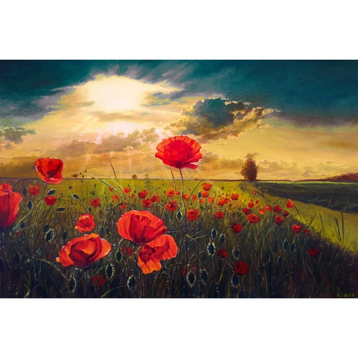 Pictura pe numere ITA ART, Macii de foc, 40x60cm, Multicolor