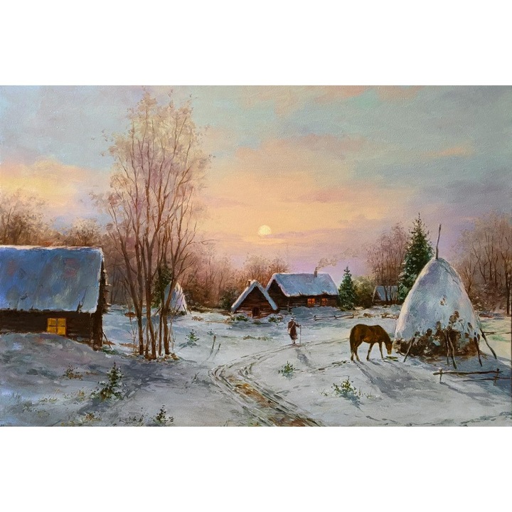 Рисуване по номера ITA ART, Зимна утрин, 40х60см, Многоцветен