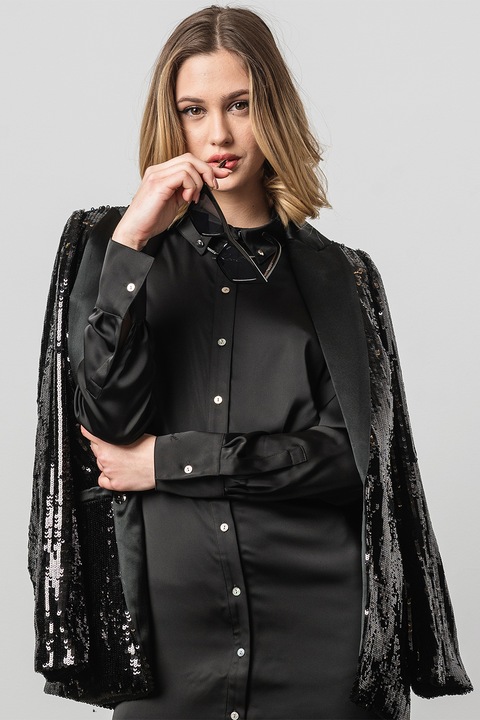 Karl Lagerfeld, Рокля тип риза със сатиниран ефект, Черен