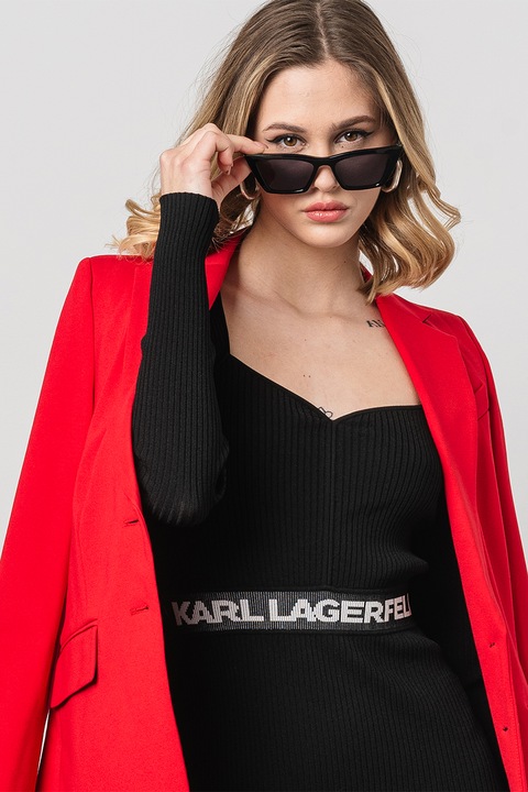 Karl Lagerfeld, Bodycon fazonú ruha logós derékpánttal, Fekete