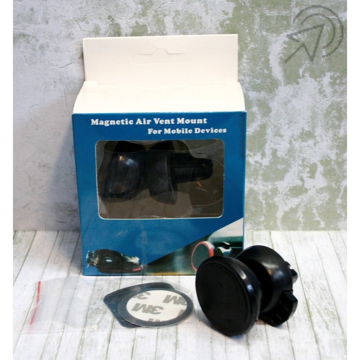 Szellőzőrácsra rögzíthető mágneses telefontartó (fekete)