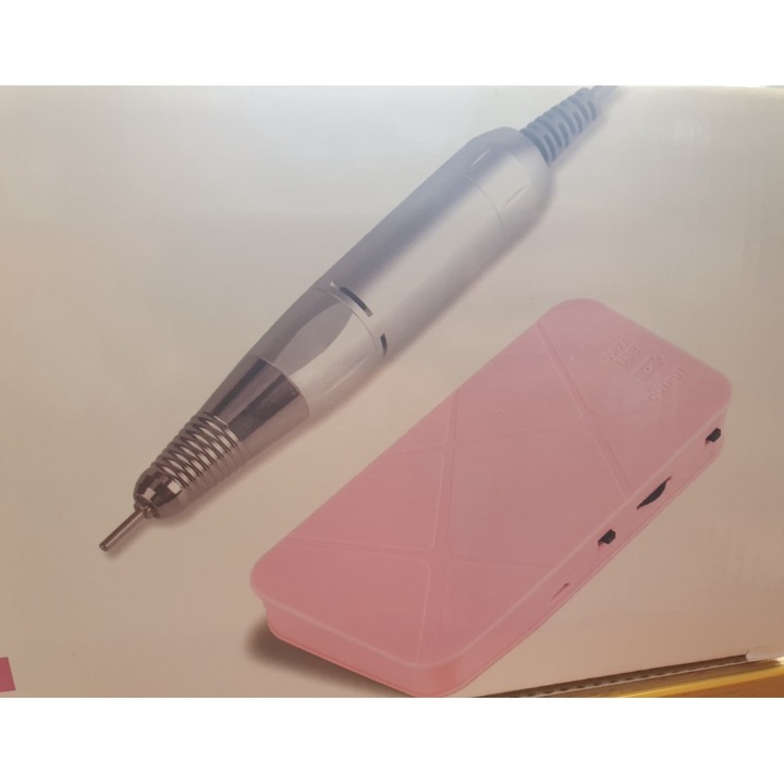 Profi hordozható, tölthető műköröm csiszológép készlet - pink