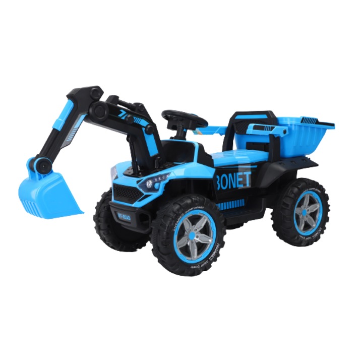 Excavator pentru copii, Bonet BDQ-1888 2x 30W 12V, telecomanda culoare albastra